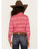 Panhandle Girls' Striped Feather Print Long Sleeve Snap Western Shirt, Pink, hi-res