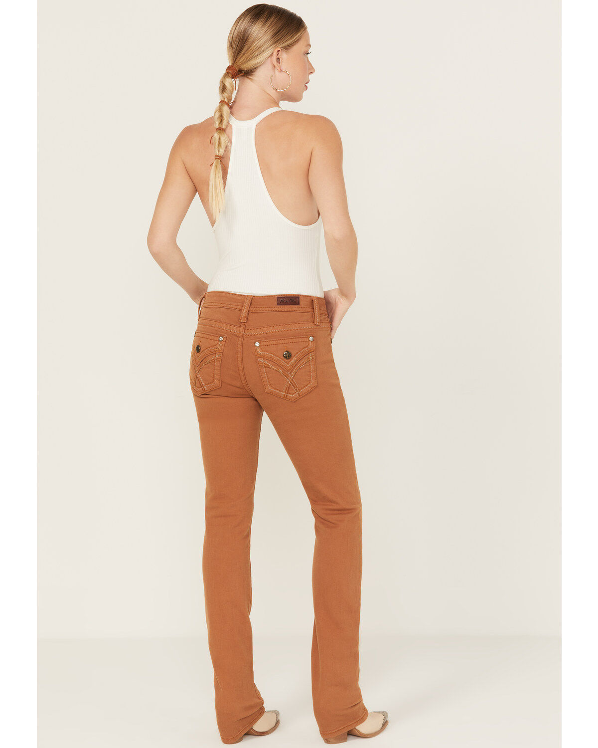 Image #3 - Miss Me Women's Mid Rise 33" Straight Stretch Denim Jeans, , hi-res