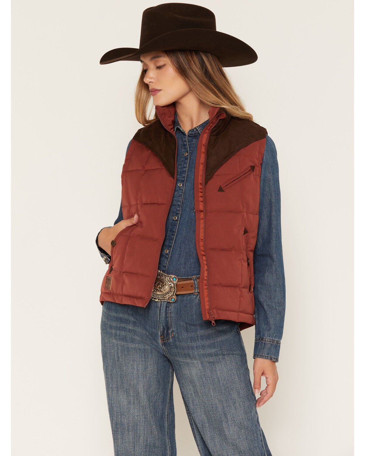 Image #1 - Kimes Ranch Women's Lenora Zip-Up Puffer Vest, Red, hi-res