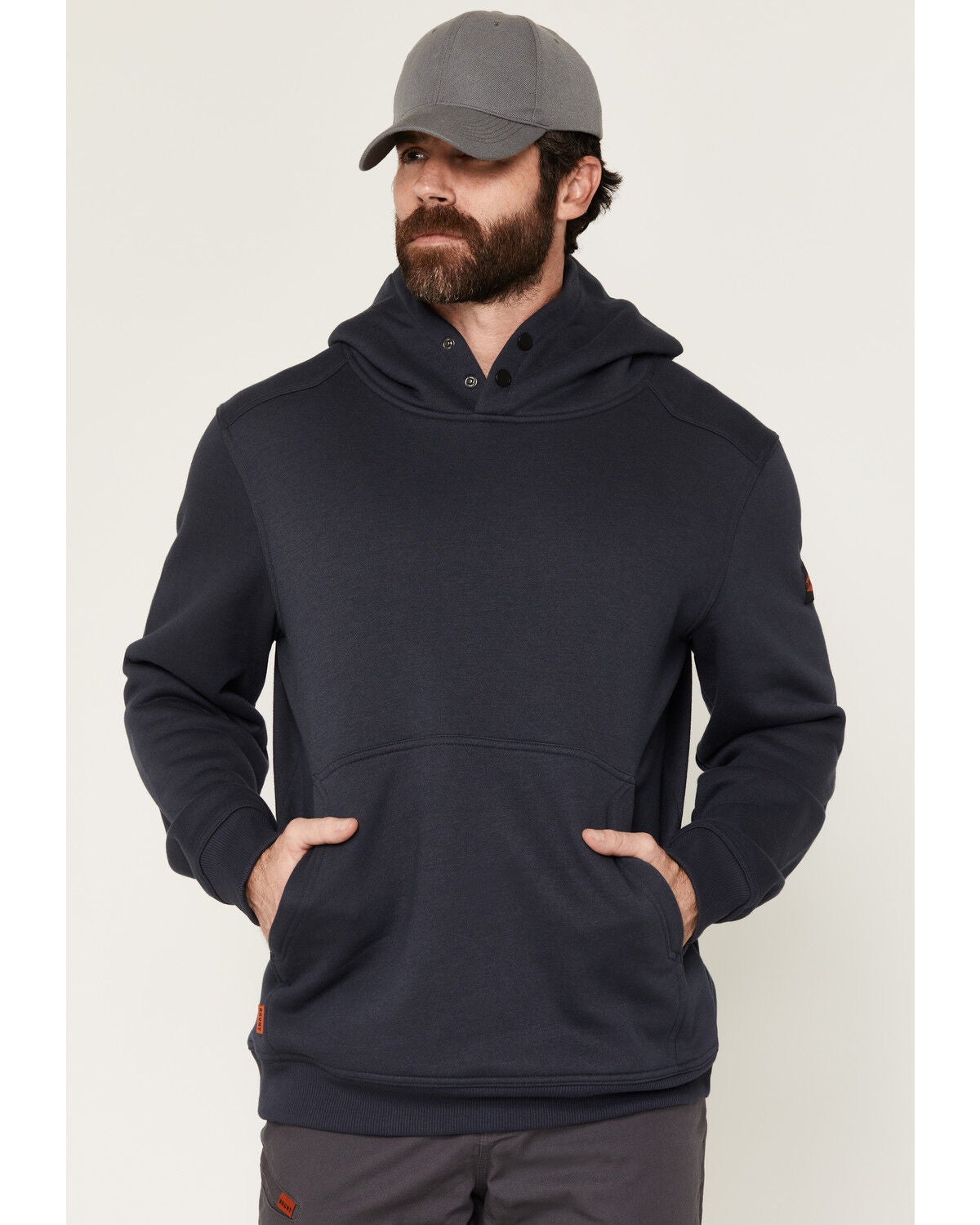 Image #1 - Brunt Workwear Men's Shelvin Hooded Sweatshirt, Navy, hi-res
