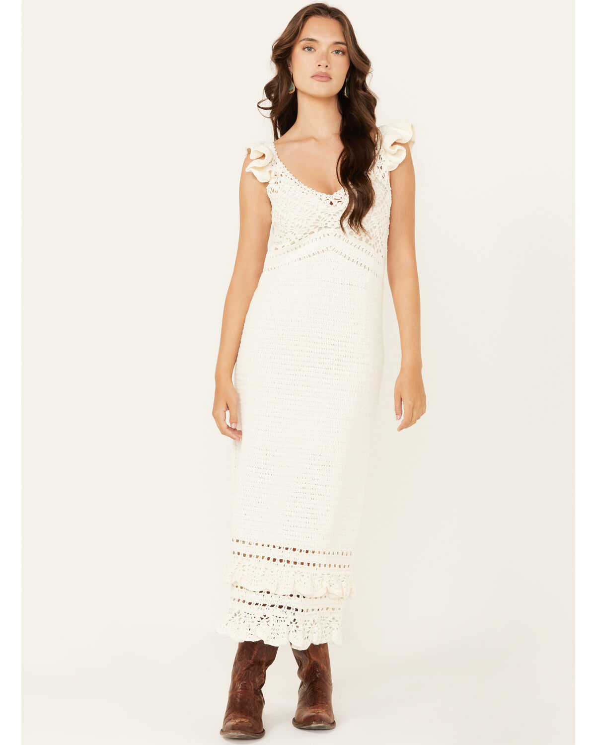 Image #2 - Cleobella Women's Janis Crochet Midi Dress, Ivory, hi-res