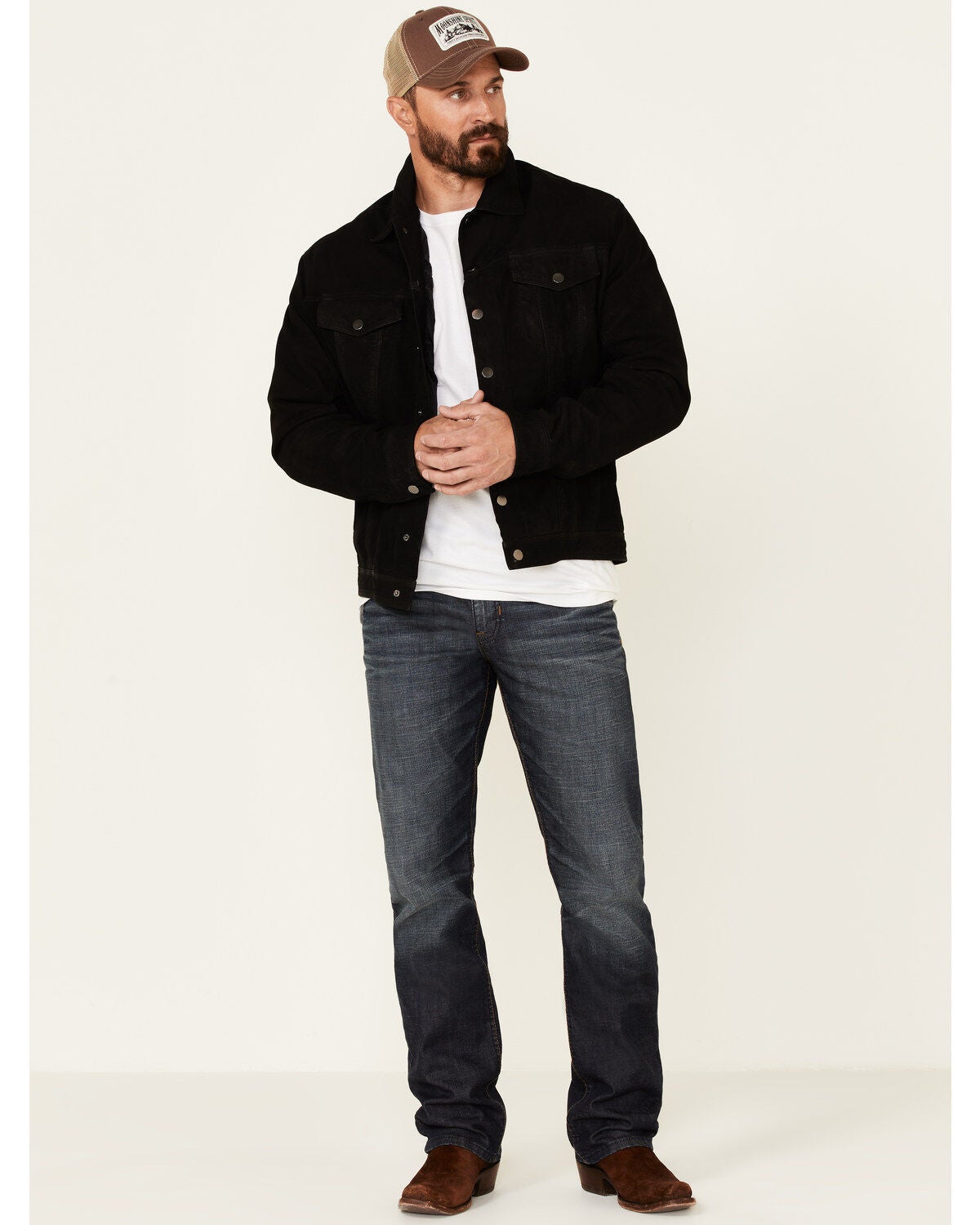 Stetson Men's Black Leather Button Jacket