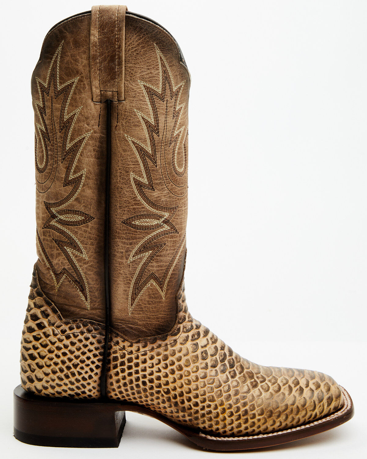 Image #2 - Dan Post Women's 12" Faux Python Western Boots - Broad Square Toe, Honey, hi-res