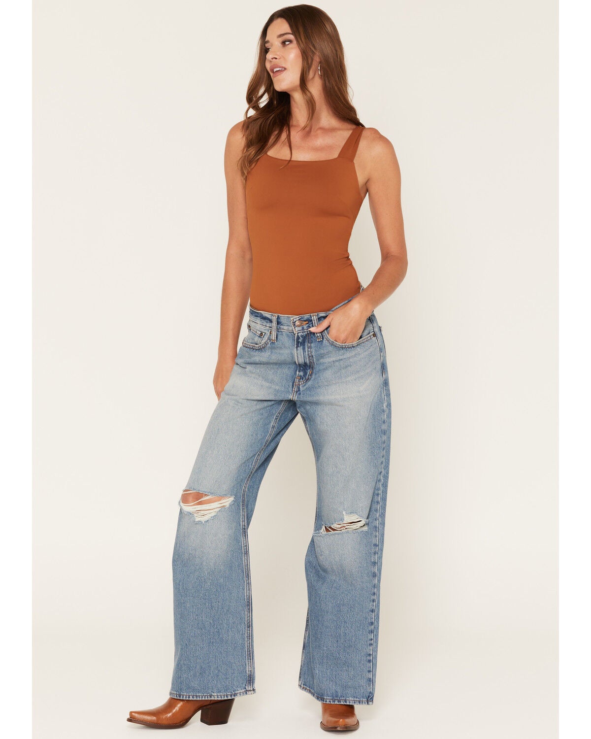 Image #1 - Levi's Women's Yellow Flag Medium Wash Mid Rise Loose Bootcut Denim Jeans, Medium Wash, hi-res