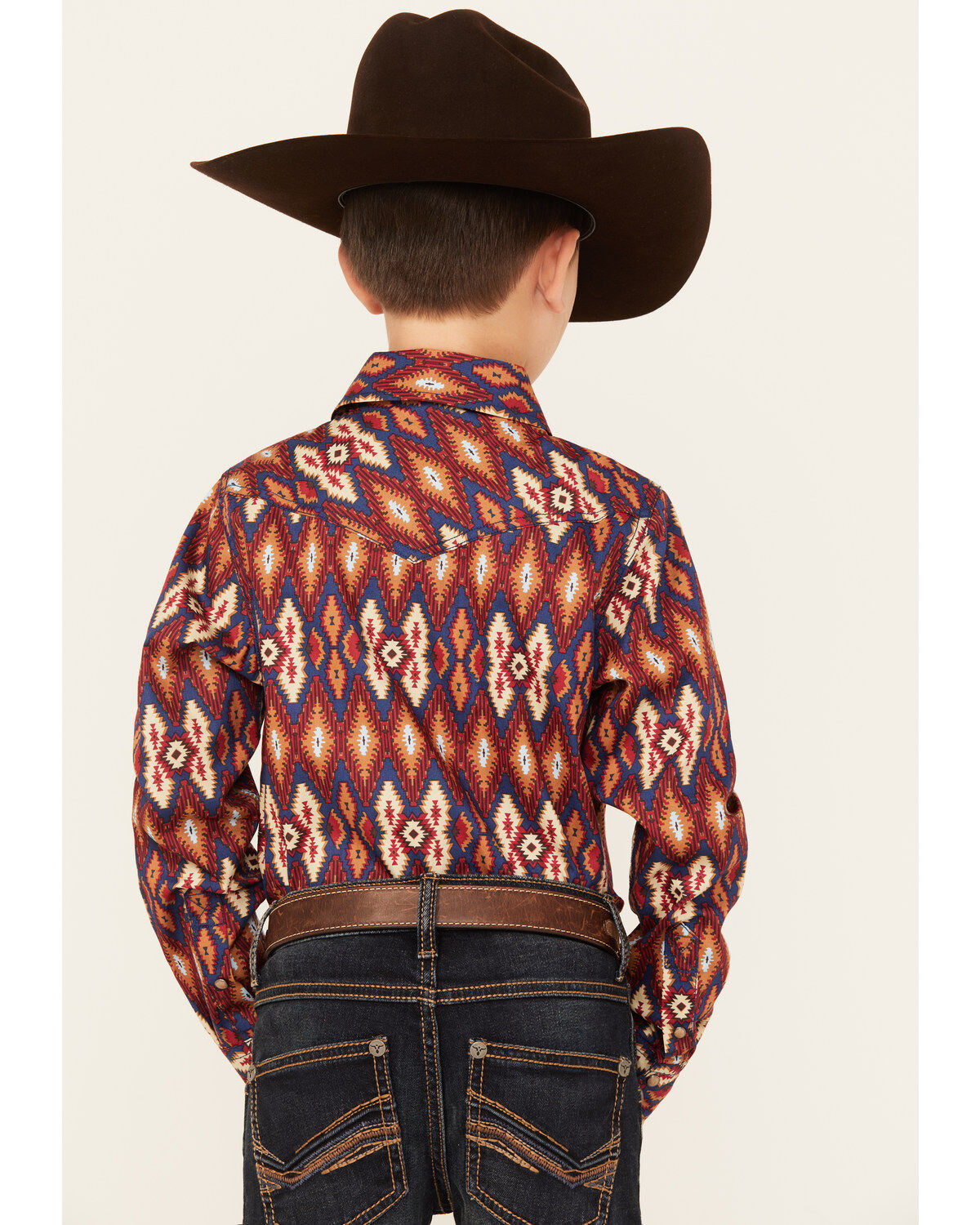 Image #4 - Cody James Boys' Sioux Falls Southwestern Print Long Sleeve Snap Western Shirt, Red, hi-res
