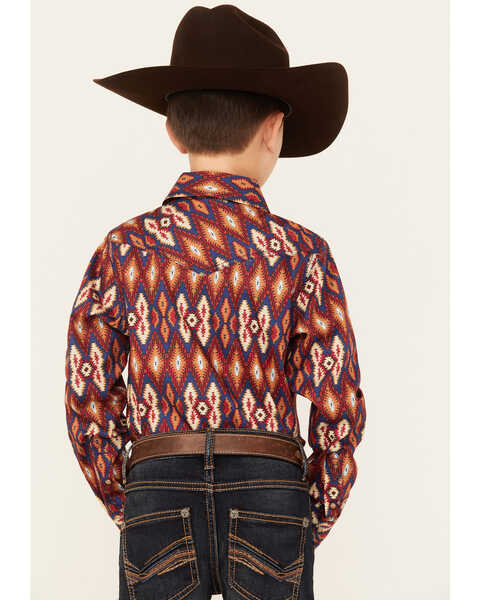 Image #4 - Cody James Boys' Sioux Falls Southwestern Print Long Sleeve Snap Western Shirt , Red, hi-res