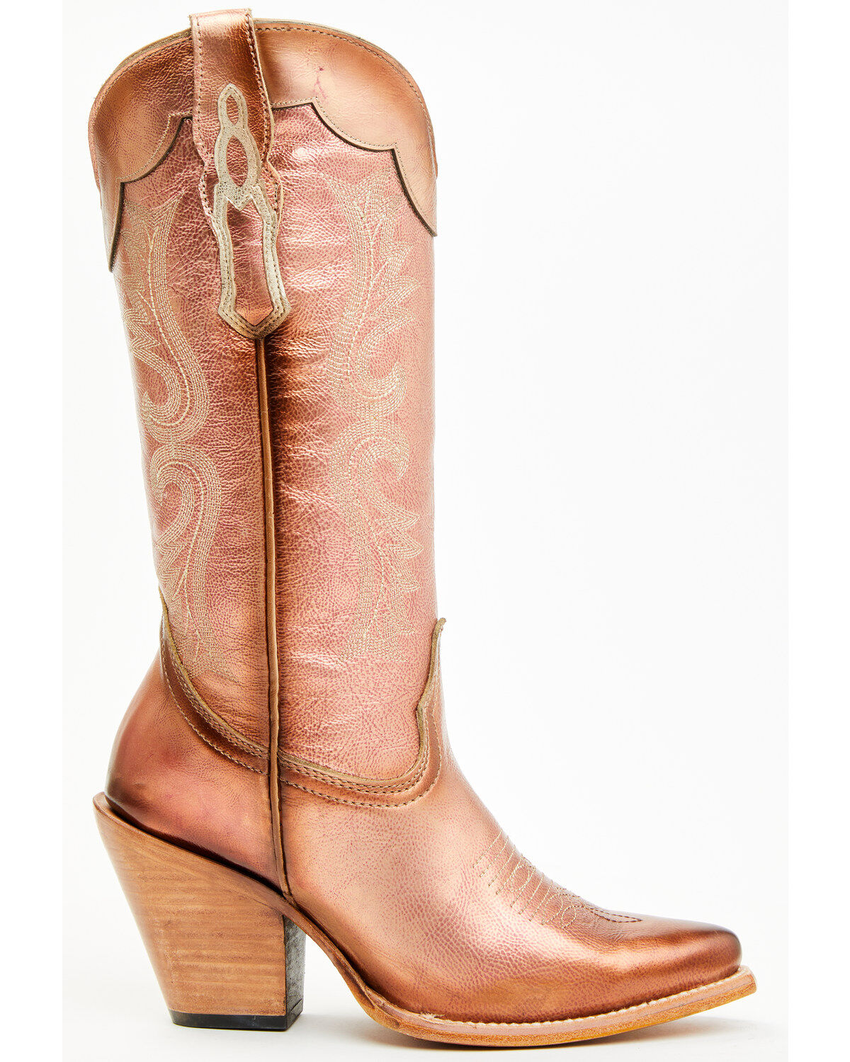 Image #2 - Corral Women's Metallic Tall Western Boots - Snip Toe, Rose Gold, hi-res