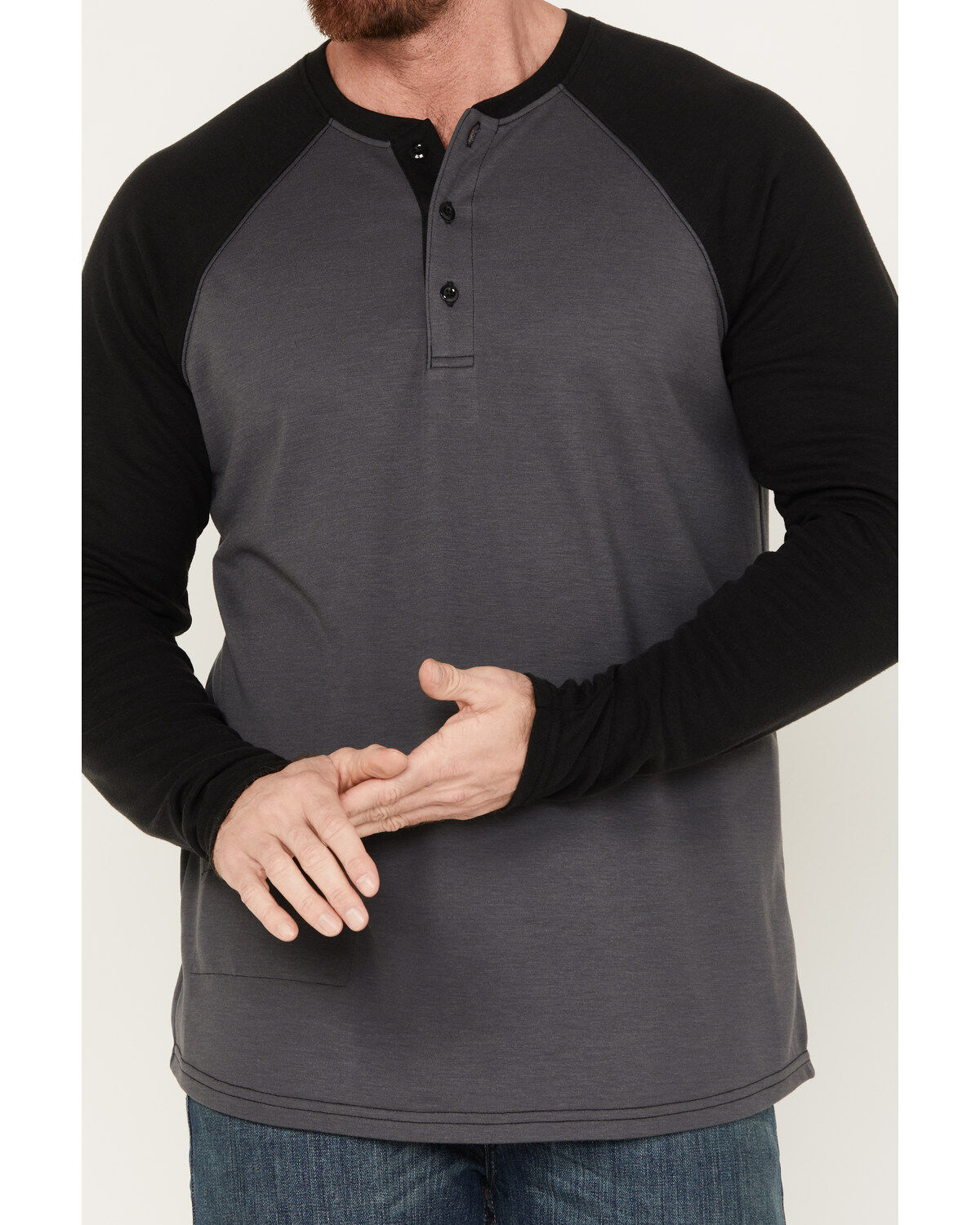 Image #3 - Cody James Men's FR Raglan Long Sleeve Henley Work Shirt, Black, hi-res