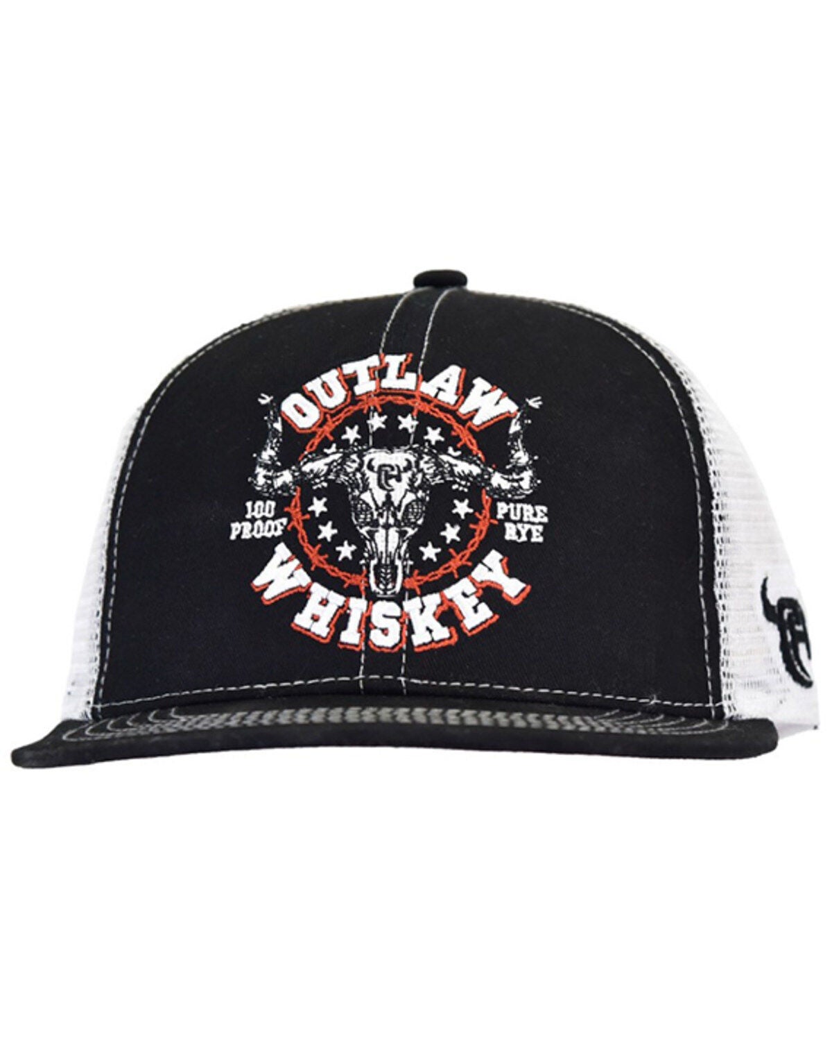 Cowboy Hardware Men's Outlaw Whiskey Ball Cap, Black/white