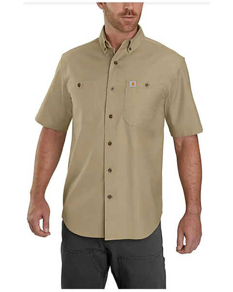 Image #1 - Carhartt Men's Rugged Flex Rigby Short Sleeve Work Shirt - Tall , Beige/khaki, hi-res