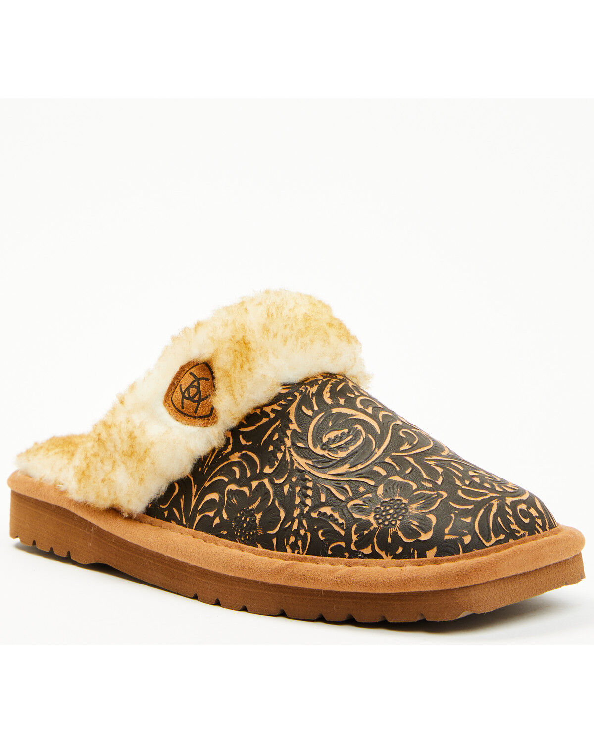 Image #1 - Ariat Women's Jackie Tooled Slippers, Brown, hi-res