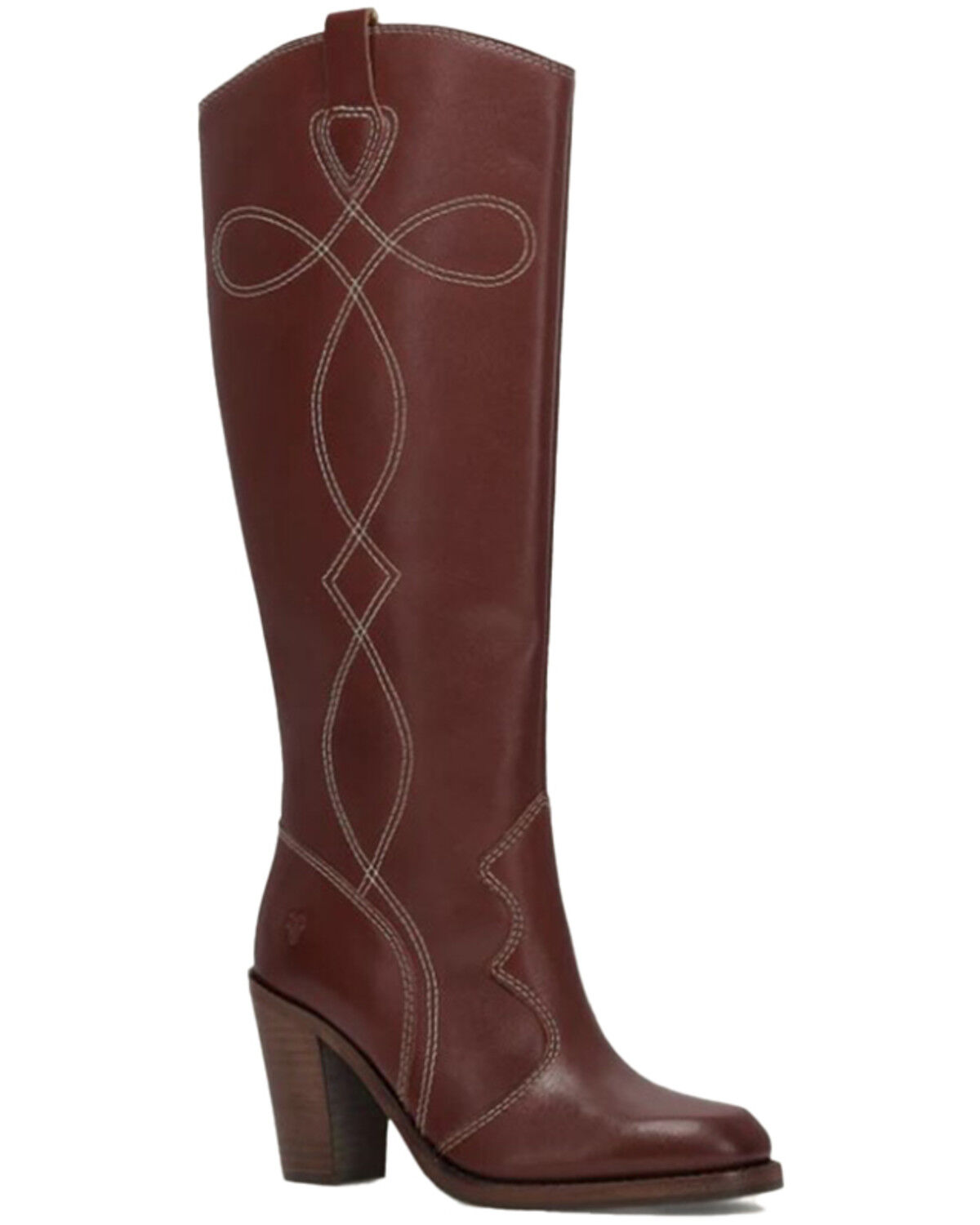 Image #1 - Frye Women's Corinne Tall Deco Stitch Fashion Boots - Round Toe, Red, hi-res