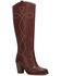 Image #1 - Frye Women's Corinne Tall Deco Stitch Fashion Boots - Round Toe, Red, hi-res