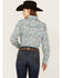 Image #4 - Cowgirl Hardware Floral Print Long Sleeve Snap Western Shirt, Turquoise, hi-res