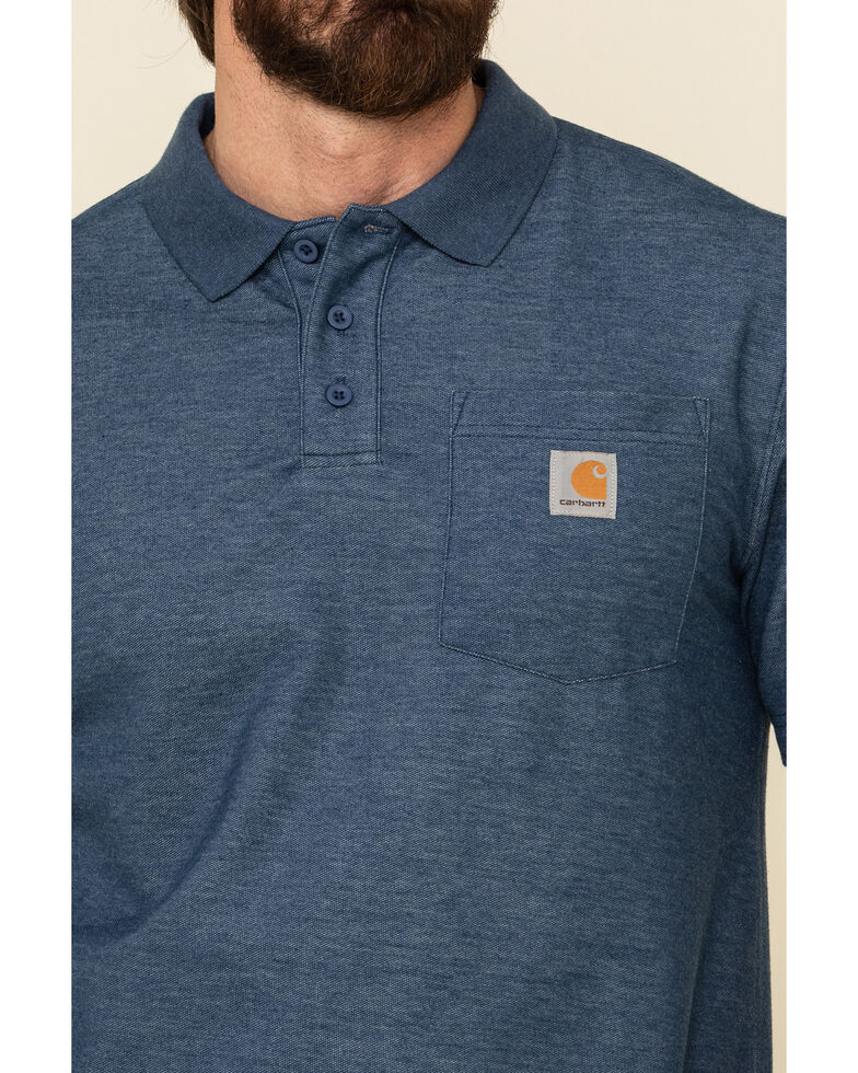Carhartt Men's Contractors Pocket Short Sleeve Work Polo Shirt, Dark Blue, hi-res