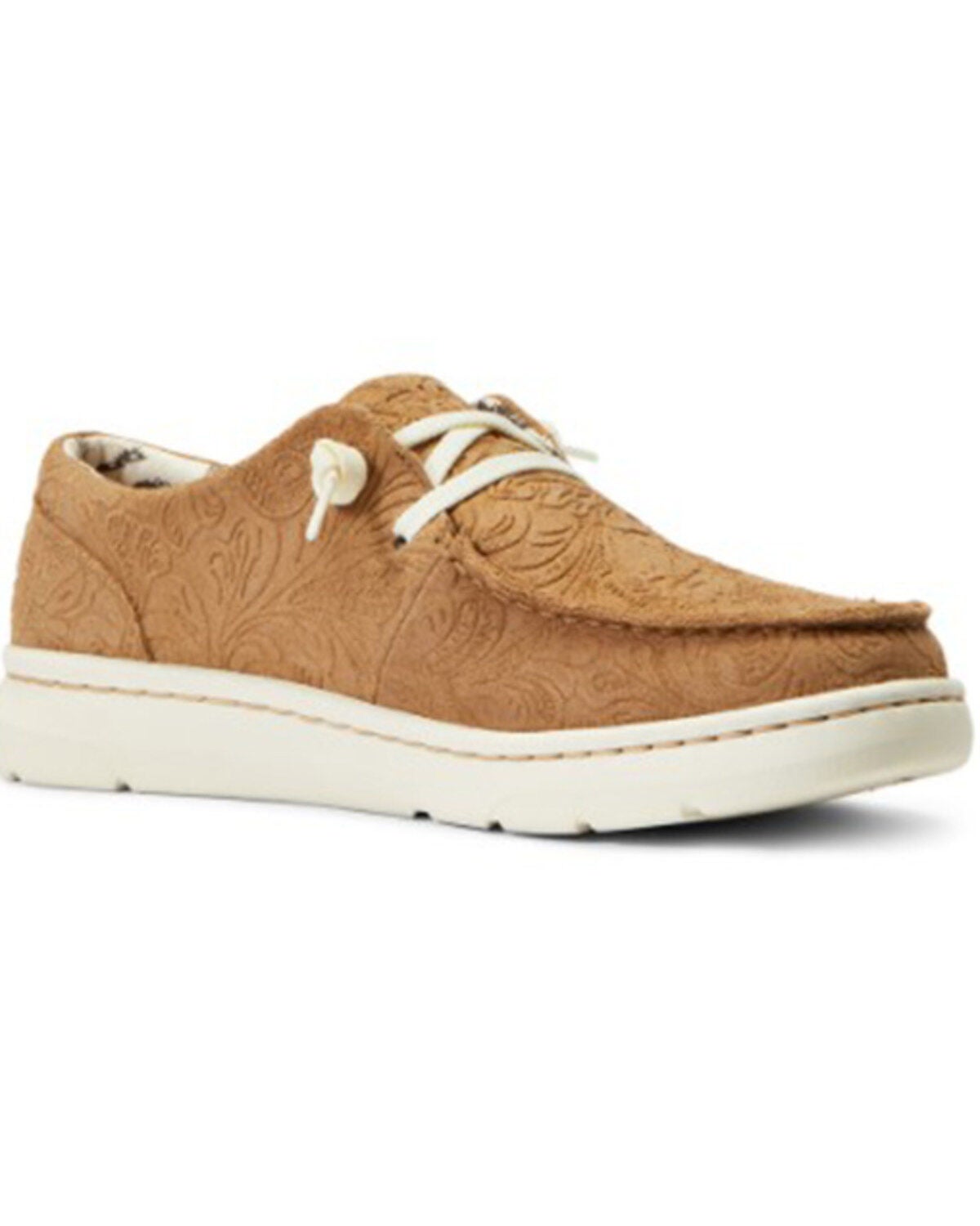 Ariat Women's Floral Emboss Hilo Flx Foam Casual Shoe - Moc Toe, Beige/khaki, hi-res