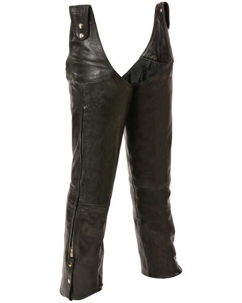 Milwaukee Leather Men's Adjustable Side Snap Beltless Chaps - 4X, Black, hi-res