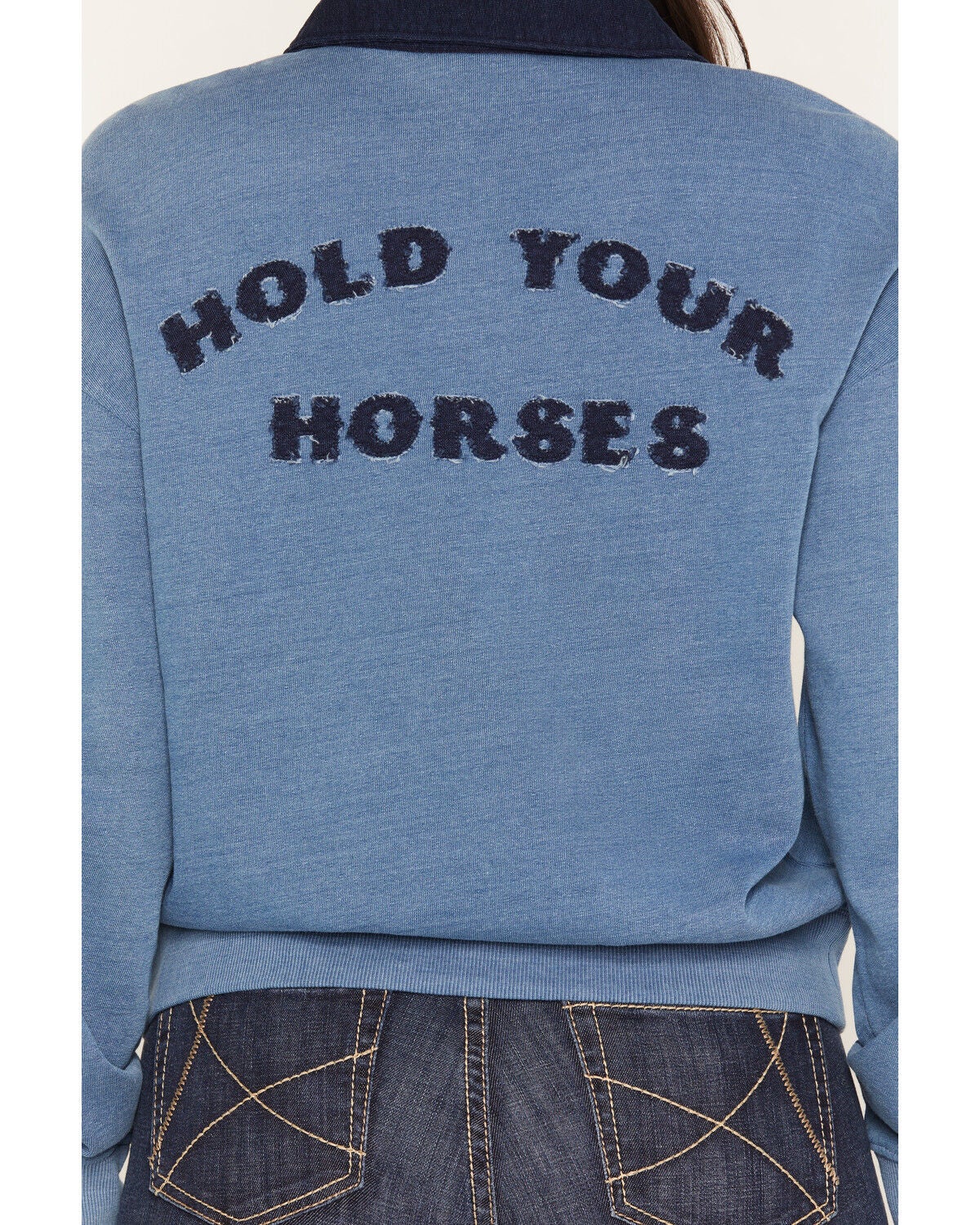 Image #4 - Ariat Women's Hold Your Horses Pullover, Blue, hi-res