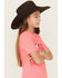 Image #2 - Ariat Girls' Boot Barn Exclusive Cowhide Logo Short Sleeve Graphic Tee, Pink, hi-res