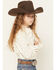 Image #2 - Panhandle Girls' Cactus Print Long Sleeve Pearl Snap Western Shirt, Cream, hi-res