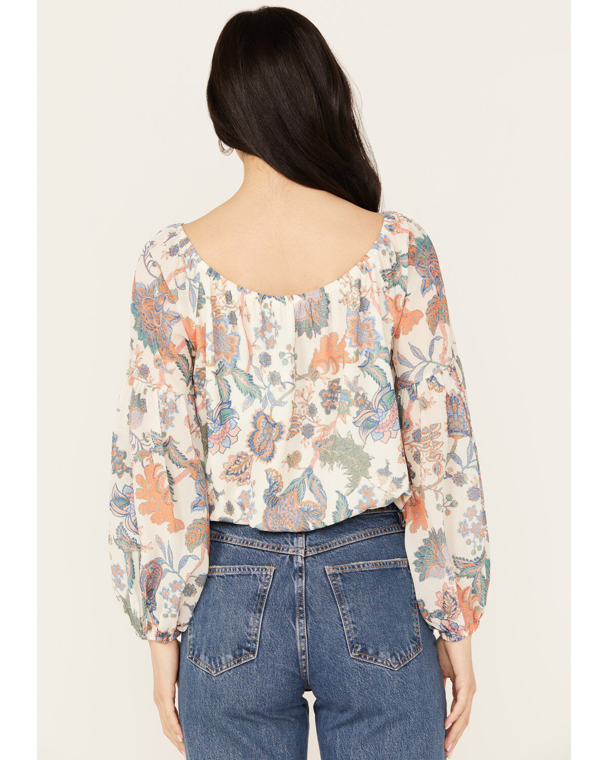 Image #4 - Flying Tomato Women's Floral Long Sleeve Peasant Top, , hi-res