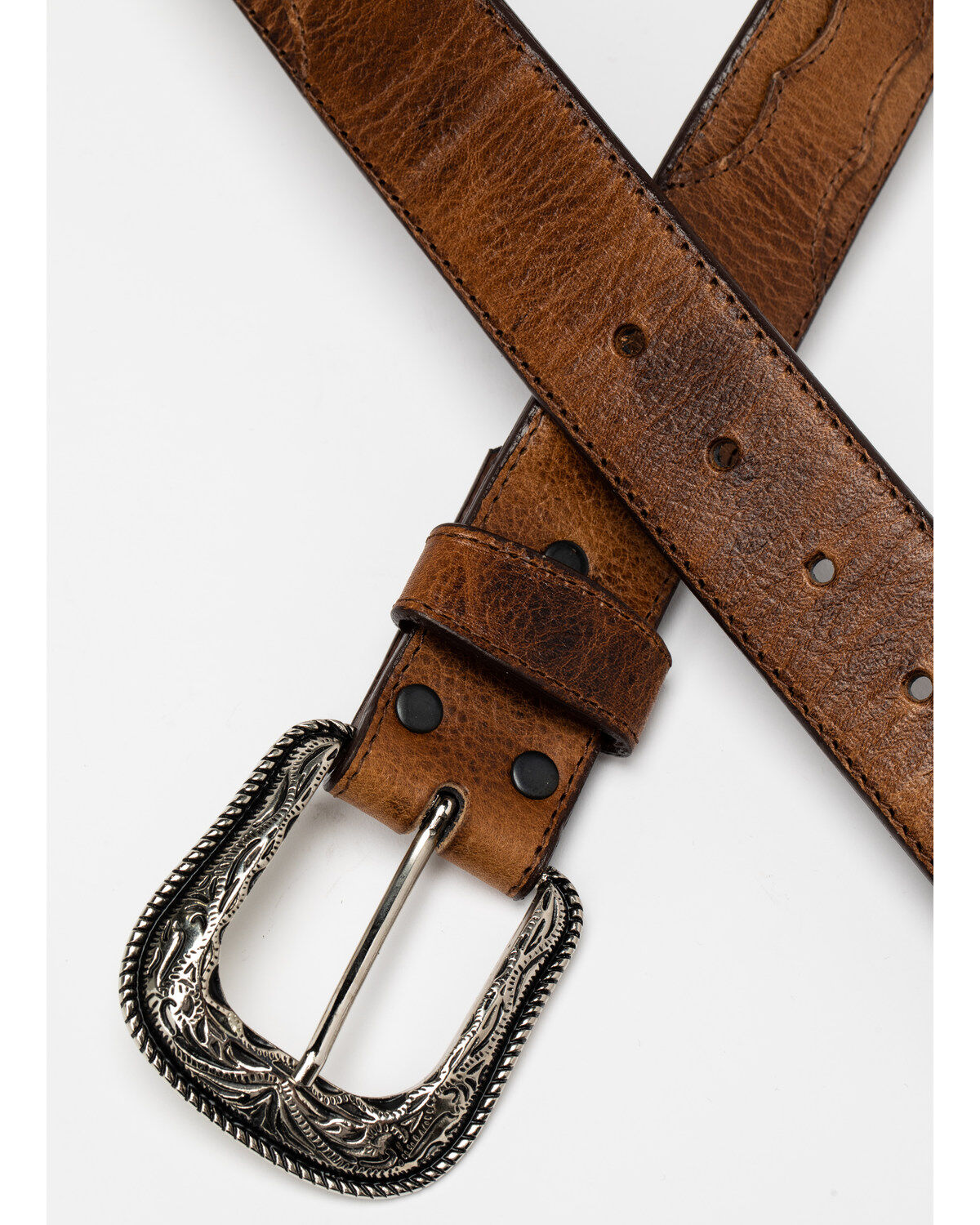Image #2 - Cody James Men's Crazy Horse Burnished Leather Belt, Brown, hi-res