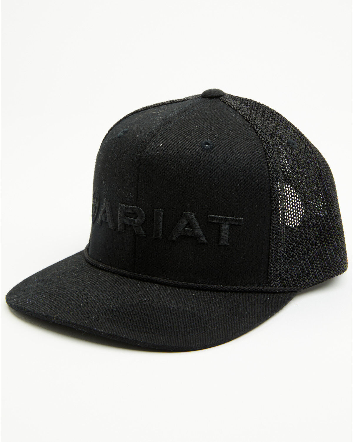 Image #1 - Ariat Men's Embroidered Logo Ball Cap, Black, hi-res