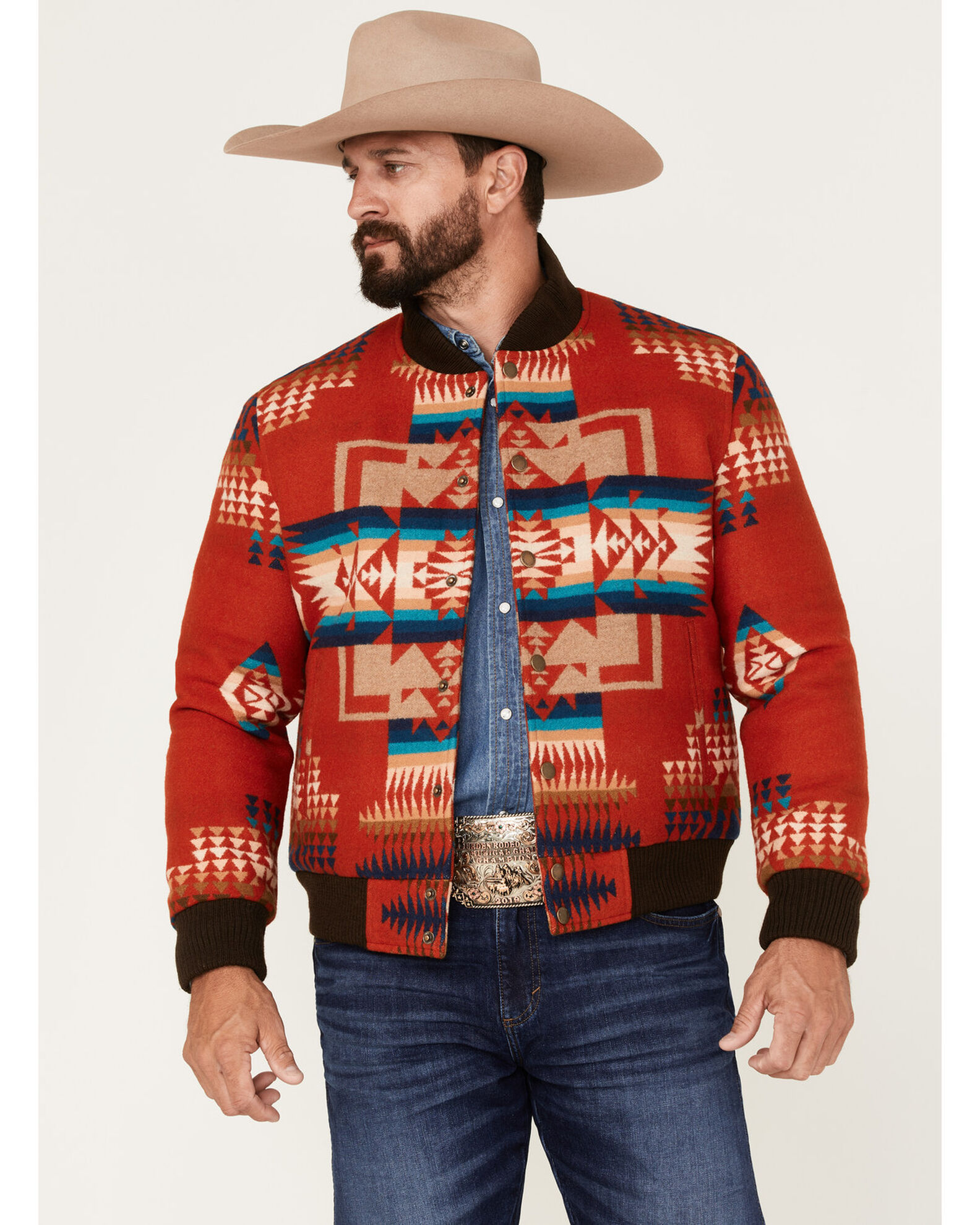 Pendleton Men s Gorge All Over Print Quilted Snap Bomber Jacket Boot Barn