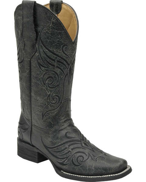 Image #1 - Circle G Women's Crackle Cowgirl Boots - Square Toe, , hi-res