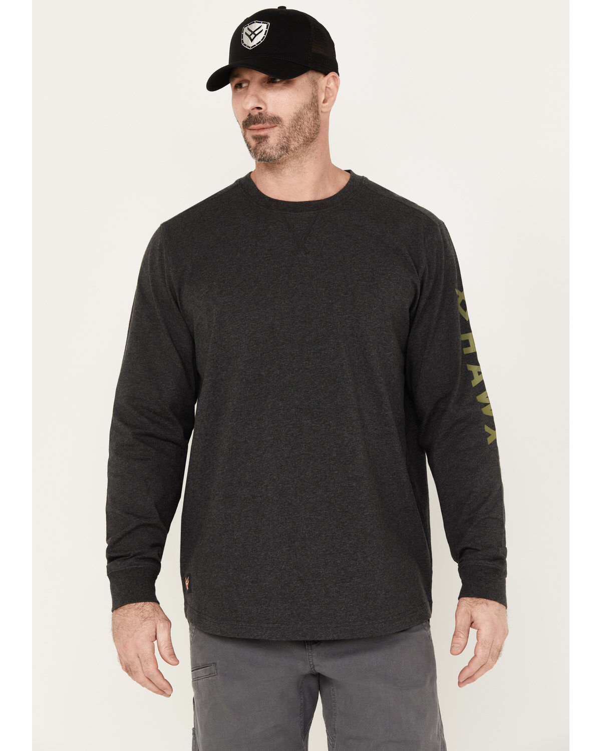 Image #2 - Hawx Men's Logo Long Sleeve Work T-Shirt, Black, hi-res