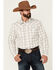 Stetson Men's Brown Vintage Dobby Plaid Long Sleeve Snap Western Shirt , Brown, hi-res