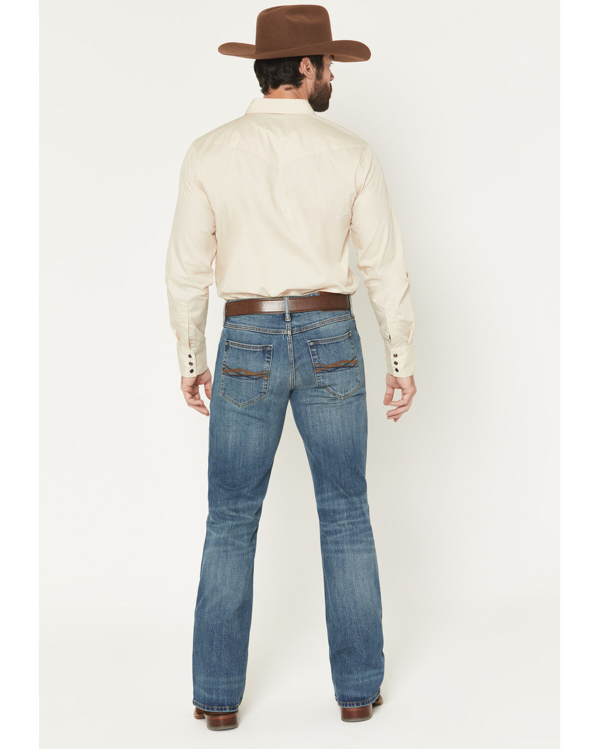 Image #3 - RANK 45® Men's Roadrunner Wash Brock Relaxed Bootcut Performance Stretch Denim Jeans, Medium Wash, hi-res