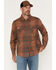 Image #1 - Troll Co Men's Jackson Plaid Print Long Sleeve Snap Flannel Work Shirt, Brown, hi-res