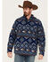 Wrangler Men's Southwestern Print 1/4 Zip Pullover, Blue, hi-res