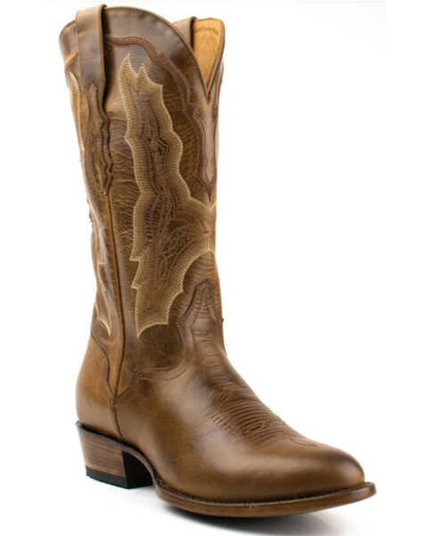 El Dorado Men's Embroidered Design Western Boots - Round Toe , Chocolate, hi-res