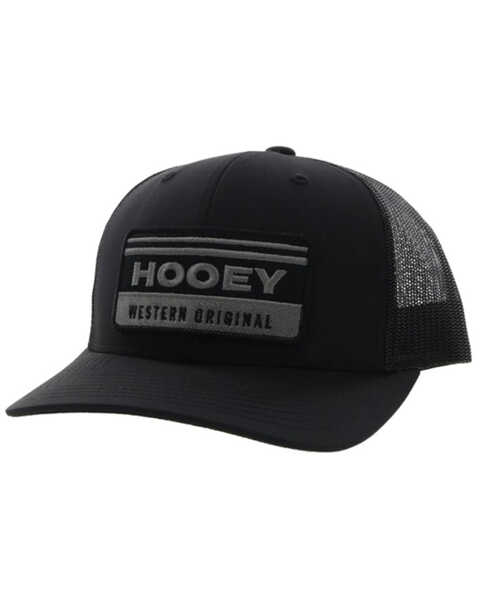 Hooey Men's Horizon Logo Patch Trucker Cap, Black, hi-res