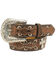 Ariat Girls Studded Cross Inlay Belt, Brown, hi-res