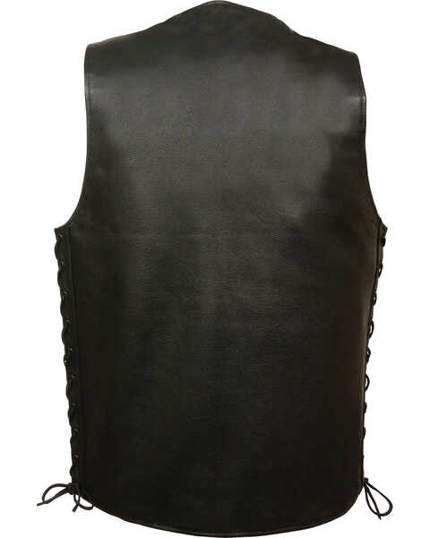 Milwaukee Leather Men's Straight Bottom Side Lace Vest - 5X, Black, hi-res