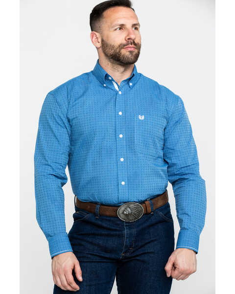 Image #1 - Rough Stock by Panhandle Men's Asti Poplin Print Long Sleeve Western Shirt , , hi-res