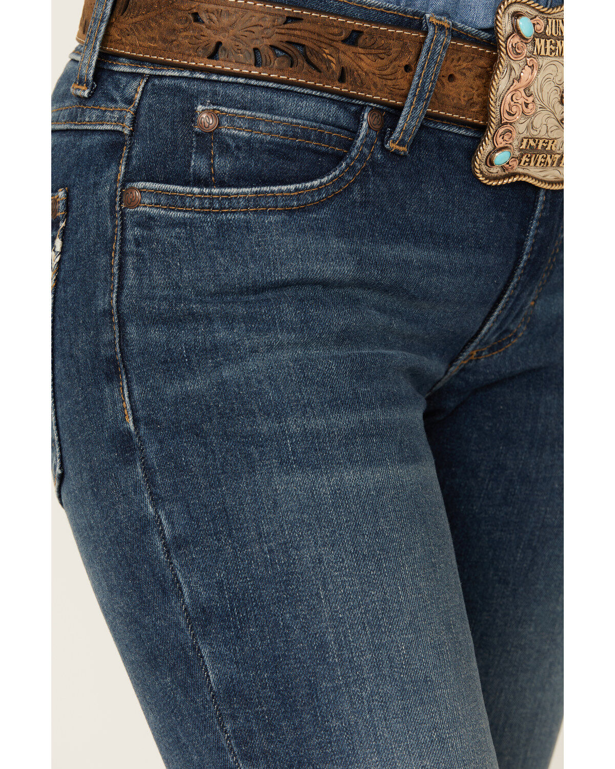 Image #4 - Wrangler Retro Women's Mae Medium Wash Mid Rise Stretch Bootcut Jeans, Medium Wash, hi-res