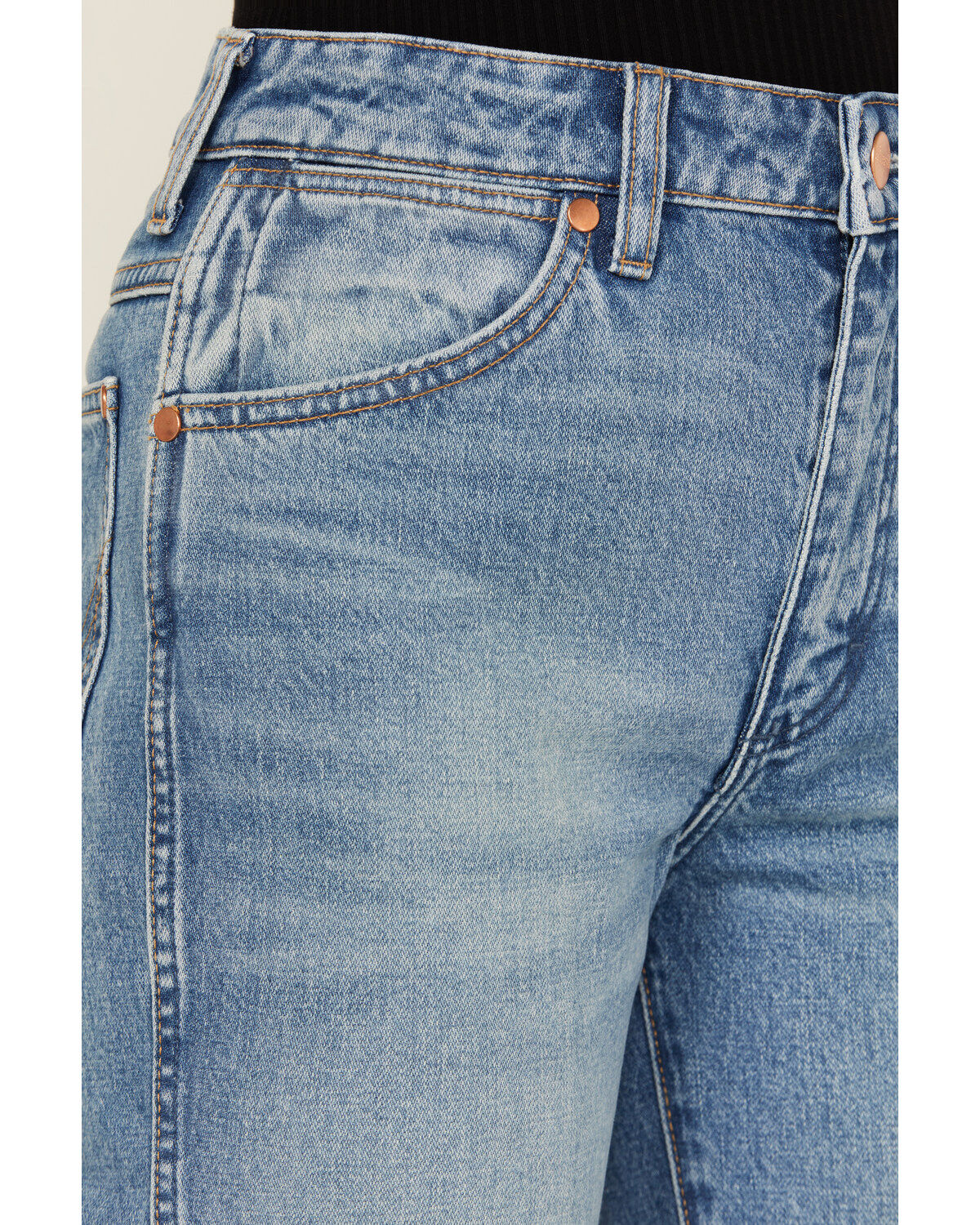 Image #2 - Wrangler Women's Wild West Light Wash High Rise Straight Jeans, Light Wash, hi-res