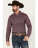 Image #1 - RANK 45® Men's Kendleton Geo Print Long SleeveStretch Button-Down Shirt, Wine, hi-res