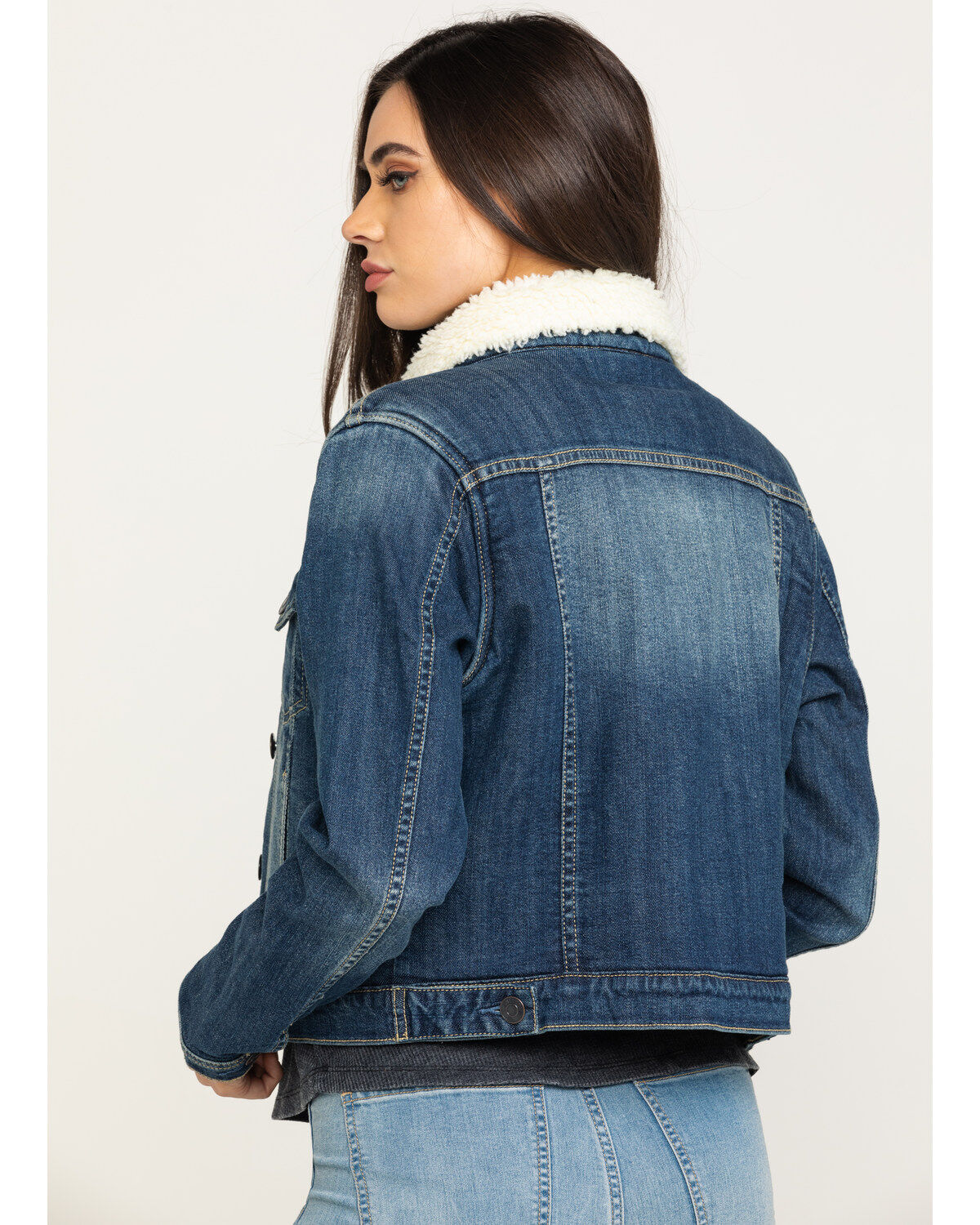 Image #2 - Shyanne Women's Medium Denim Sherpa Trucker Jacket , , hi-res