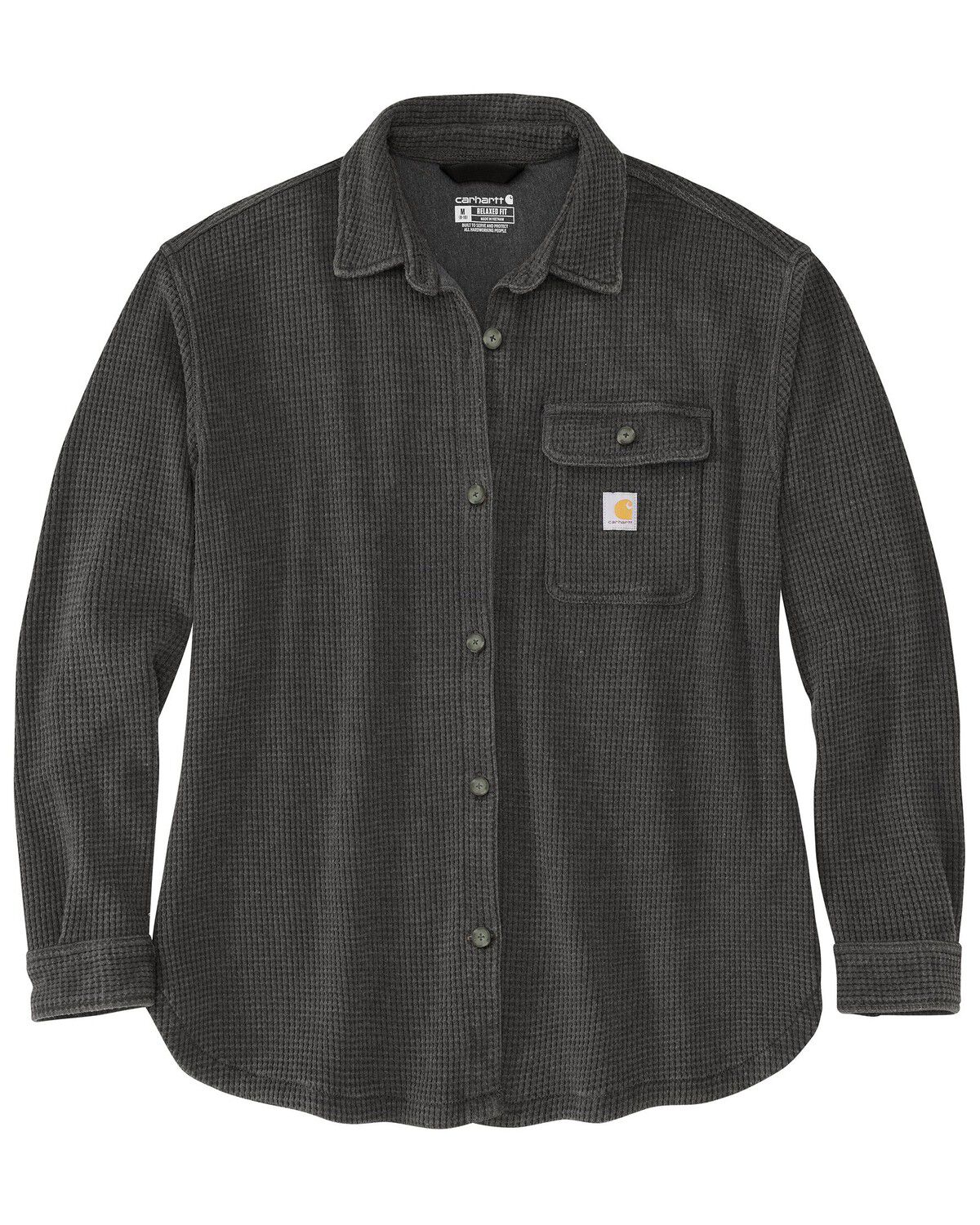 Image #1 - Carhartt Women's Oversized Fit Heavyweight Waffle Knit Work Shirt - Plus, Charcoal, hi-res