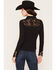 Image #4 - Shyanne Women's Rider Long Sleeve Knit Lace Yoke Button-Down Western Shirt, Black, hi-res