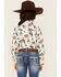 Wrangler Girls' Horse & Cowgirl Print Long Sleeve Western Snap Shirt, Multi, hi-res