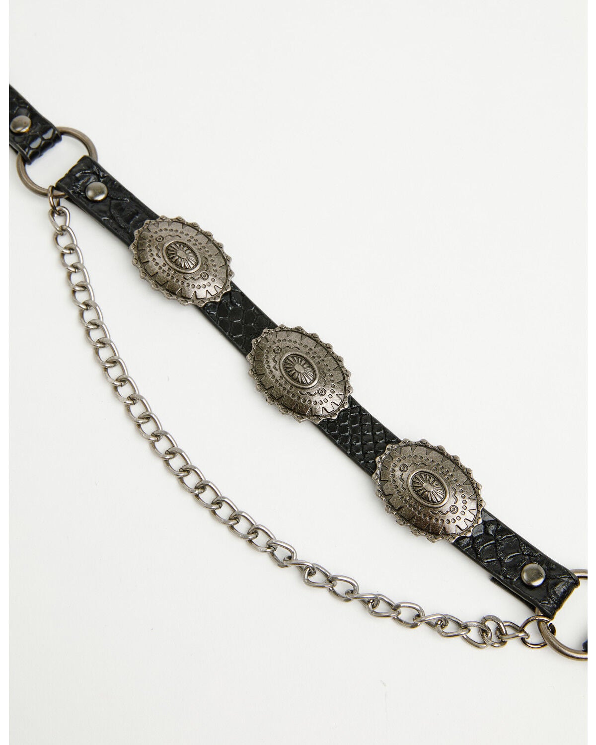 Image #4 - Shyanne Women's Scalloped Concho Boot Bracelet with Chain, Black, hi-res