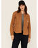Image #1 - Carhartt Women's Rugged Flex® Loose Fit Heavyweight Duck Long Sleeve Button-Down Overshirt, Brown, hi-res