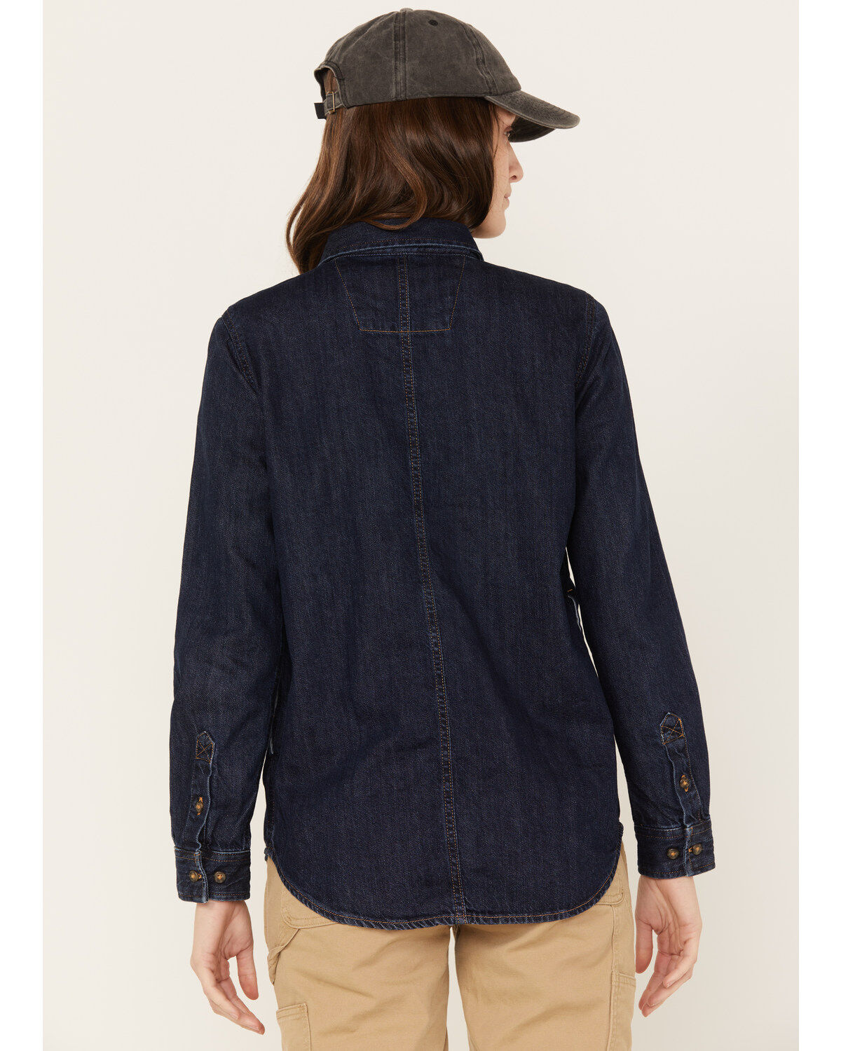 Image #4 - Carhartt Women's Relaxed Fit Midweight Denim Long Sleeve Work Shirt, Blue, hi-res