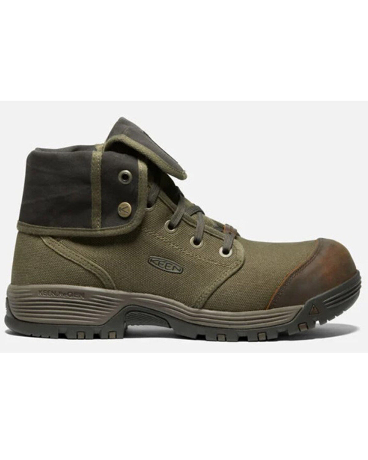 Image #2 - Keen Men's Roswell Mid Lace-Up Work Boots - Carbon Fiber Toe, Olive, hi-res